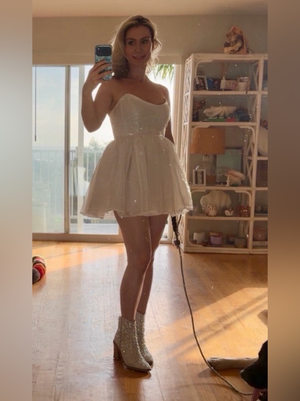 Selkie Sparkling White Strapless Mini Dress
